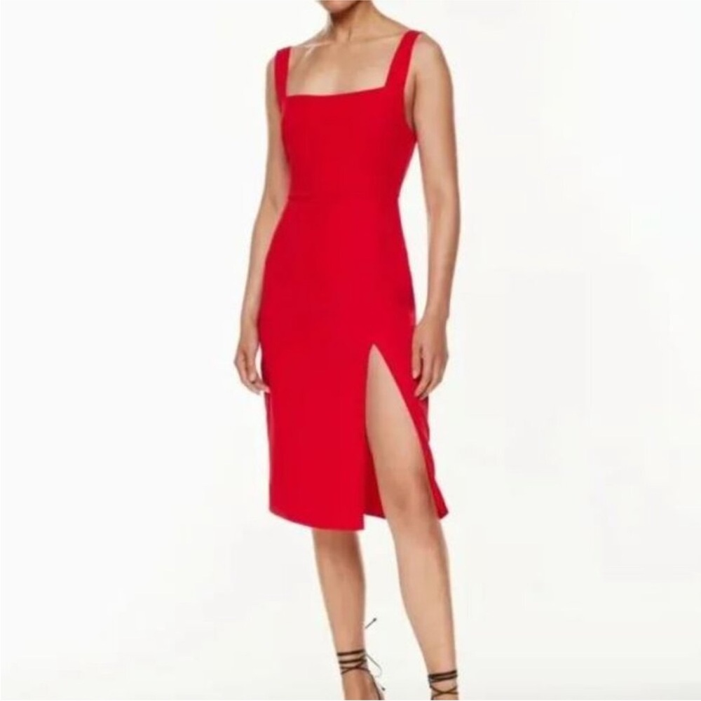 Babaton Red ‘90s Slit        Square-Neck Midi Dress           Size 4